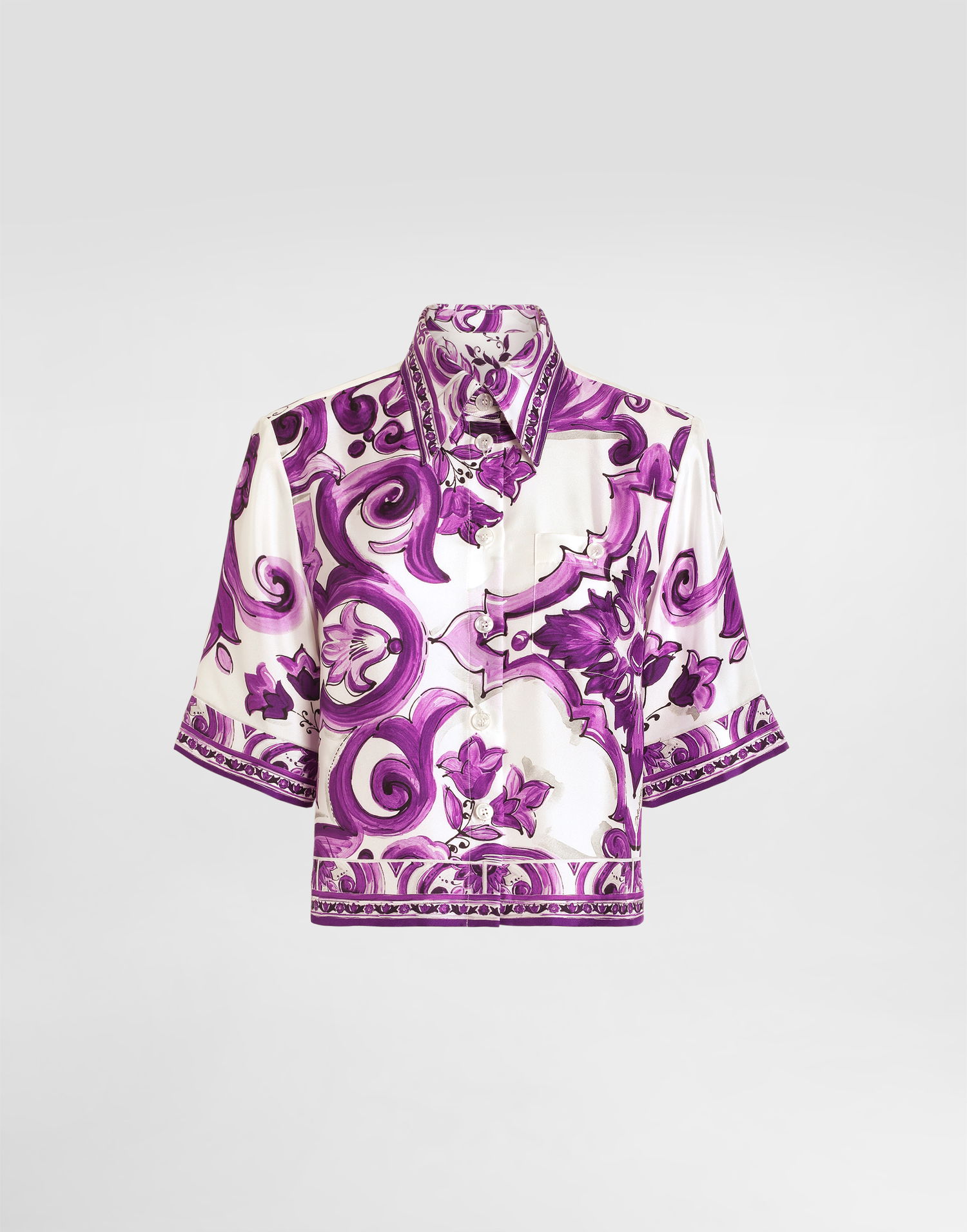 Košeľa Dolce & Gabbana Dolce & Gabbana Majolica Print Silk Blouse Fialová | F5T50THI1TKIP3TN, 0