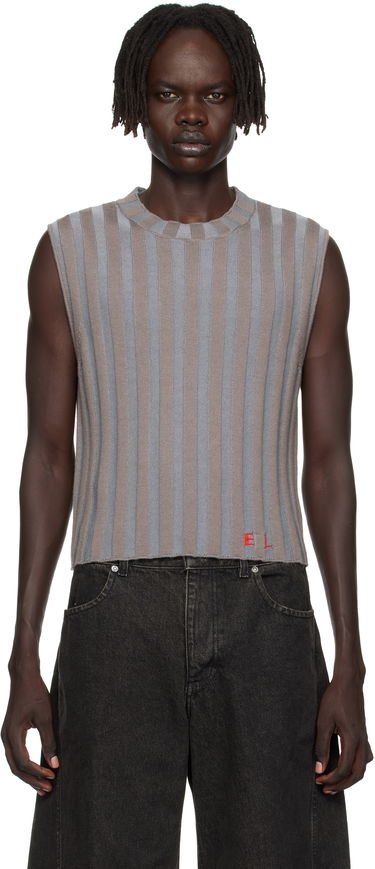 Sveter Eckhaus Latta Eckhaus Latta Ribbed Knit Vest Šedá | 8025-EL-PF25-H, 0