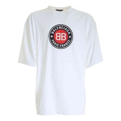 Tričko Balenciaga Double B Logo Print T-Shirt Biela | 641614TJV769000