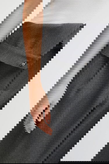 Nohavice JW Anderson JW Anderson Fold Over High Waist Wide Leg Trousers Šedá | TR0414.PG1821, 4