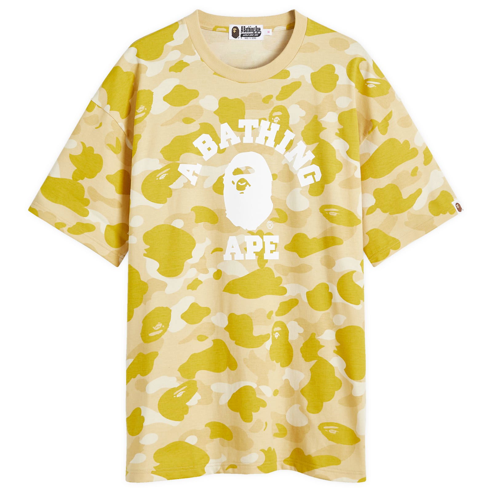 A Bathing Ape Women's Color Camo College T-Shirt Relax in Yellow, Size Medium | END. Clothing