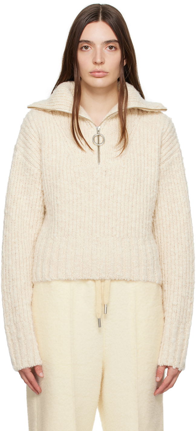 Sveter AMI Zip-Up Sweater Béžová | UKS633.KN0022, 0
