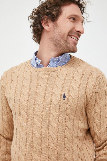 Sveter Polo by Ralph Lauren Cotton Cable Crew Knit Béžová | 710775885014, 1
