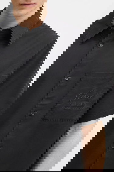 Košeľa AXEL ARIGATO Stitch Embroidered Relaxed Fit Short-Sleeve Shirt with Classic Collar Čierna | A3050001, 3