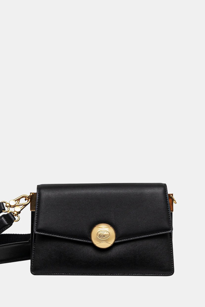 Kabelka Lacoste Lacoste Leather Shoulder Bag Čierna | NF5105IT