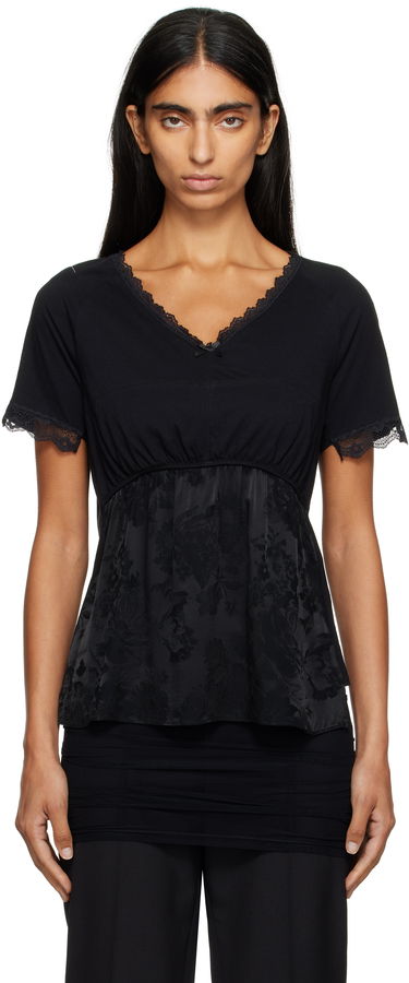 Tričko Maison Margiela MM6 Maison Margiela Jersey & Lace Peplum T-Shirt Čierna | S52NC0353 M20048, 0
