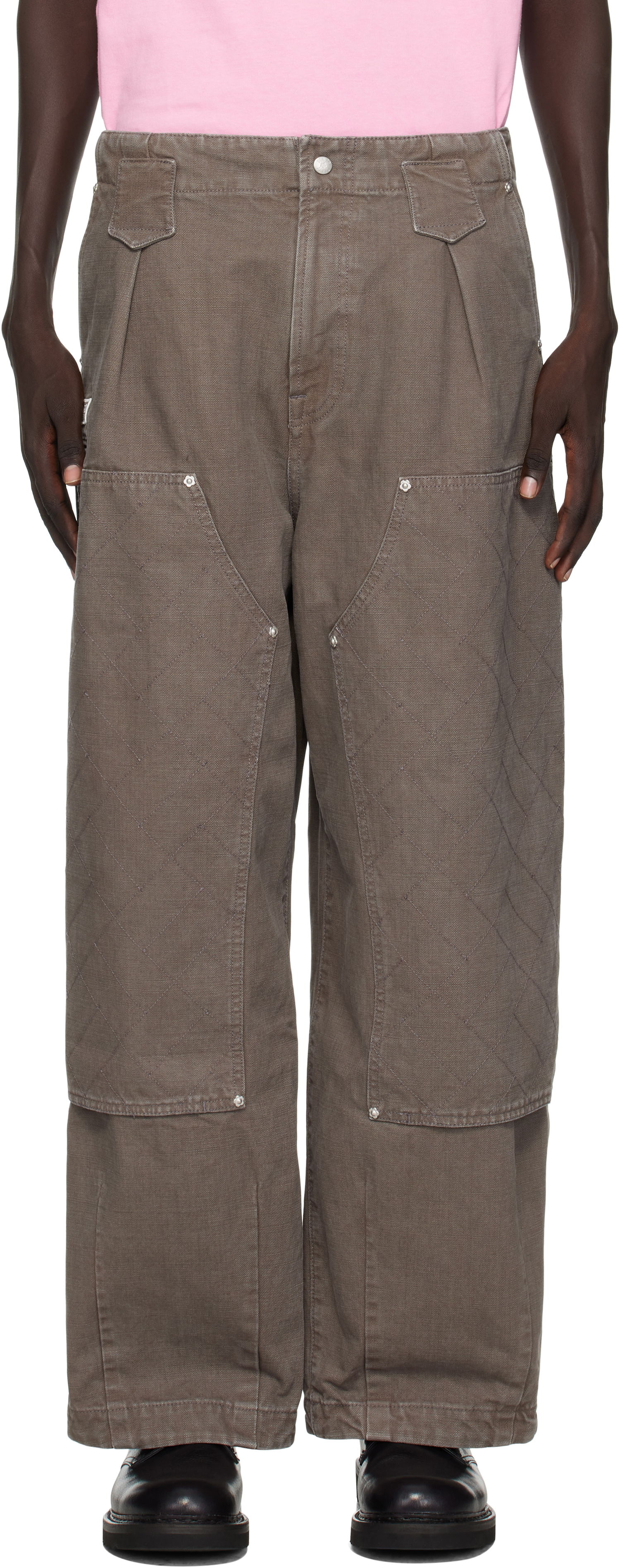 Nohavice KENZO Kenzo Paris 'KENZO Weave' Double Knee Trousers Šedá | FF65PA2469GU, 0