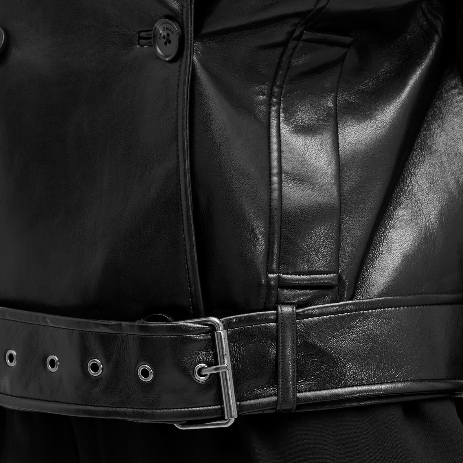 Black Cropped Leather Jacket with Belt