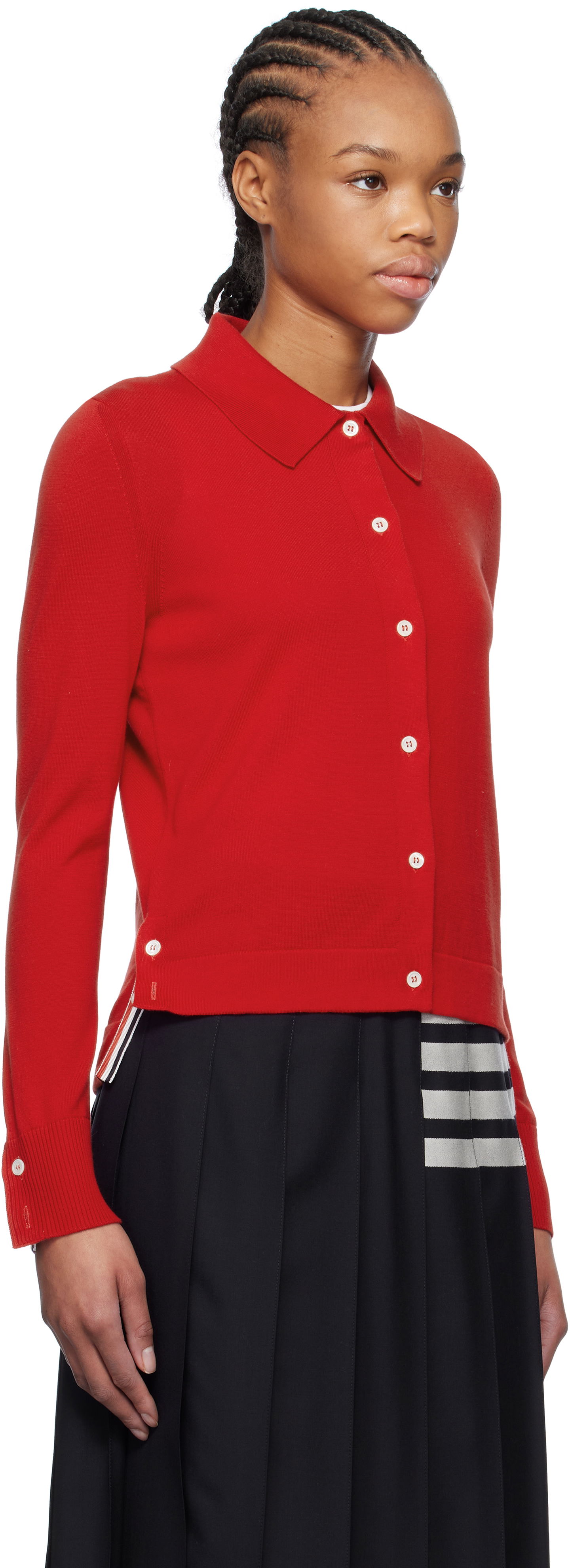 Sveter Thom Browne Thom Browne Cotton 4-Bar Cardigan Červená | FKL003A-Y3036, 1