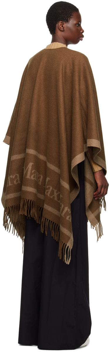 Šál Max Mara Max Mara Jacquard Wool Fringe Poncho Hnedá | 2424736051600, 2