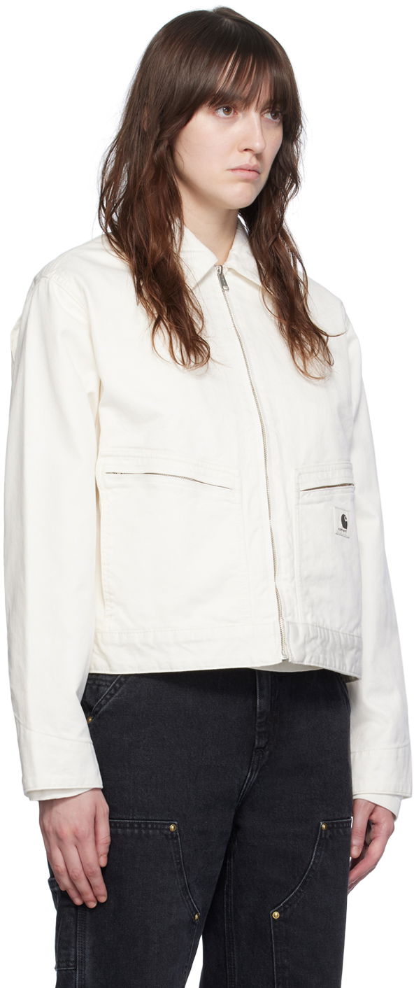 Bunda Carhartt WIP Women's Cropped Organic Cotton Zip-Up Jacket Biela | I033568 D602, 1