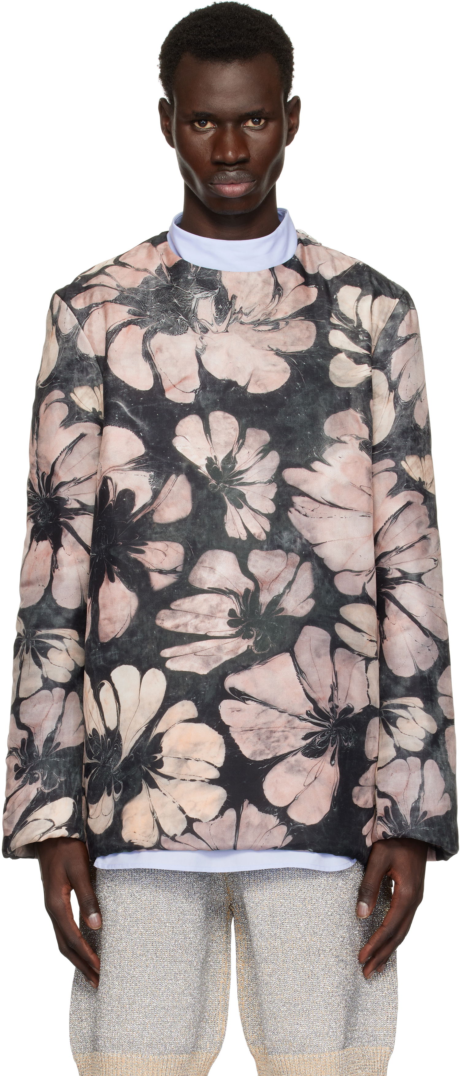 Sveter Dries Van Noten Dries Van Noten Silk Floral-Print Long Sleeve Top Ružová | 251-020746-1202, 0