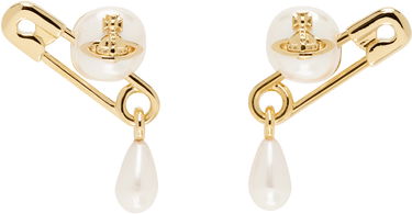 Náušnice Vivienne Westwood Vivienne Westwood Claude Small Pearl Safety Pin Stud Earrings Metalická | 62010363-02R107-, 0