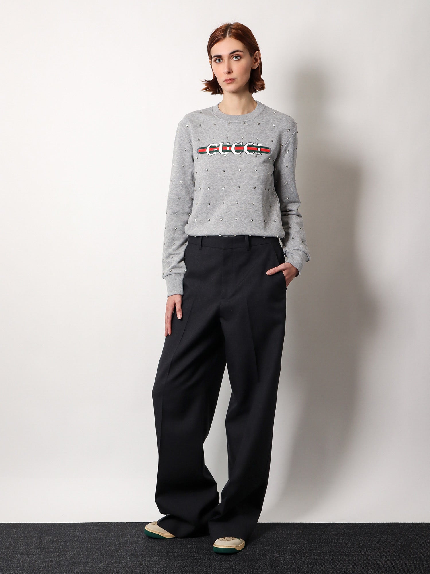 Sveter Gucci Gucci Embellished Sweatshirt Šedá | 785636XJGSS1192, 1
