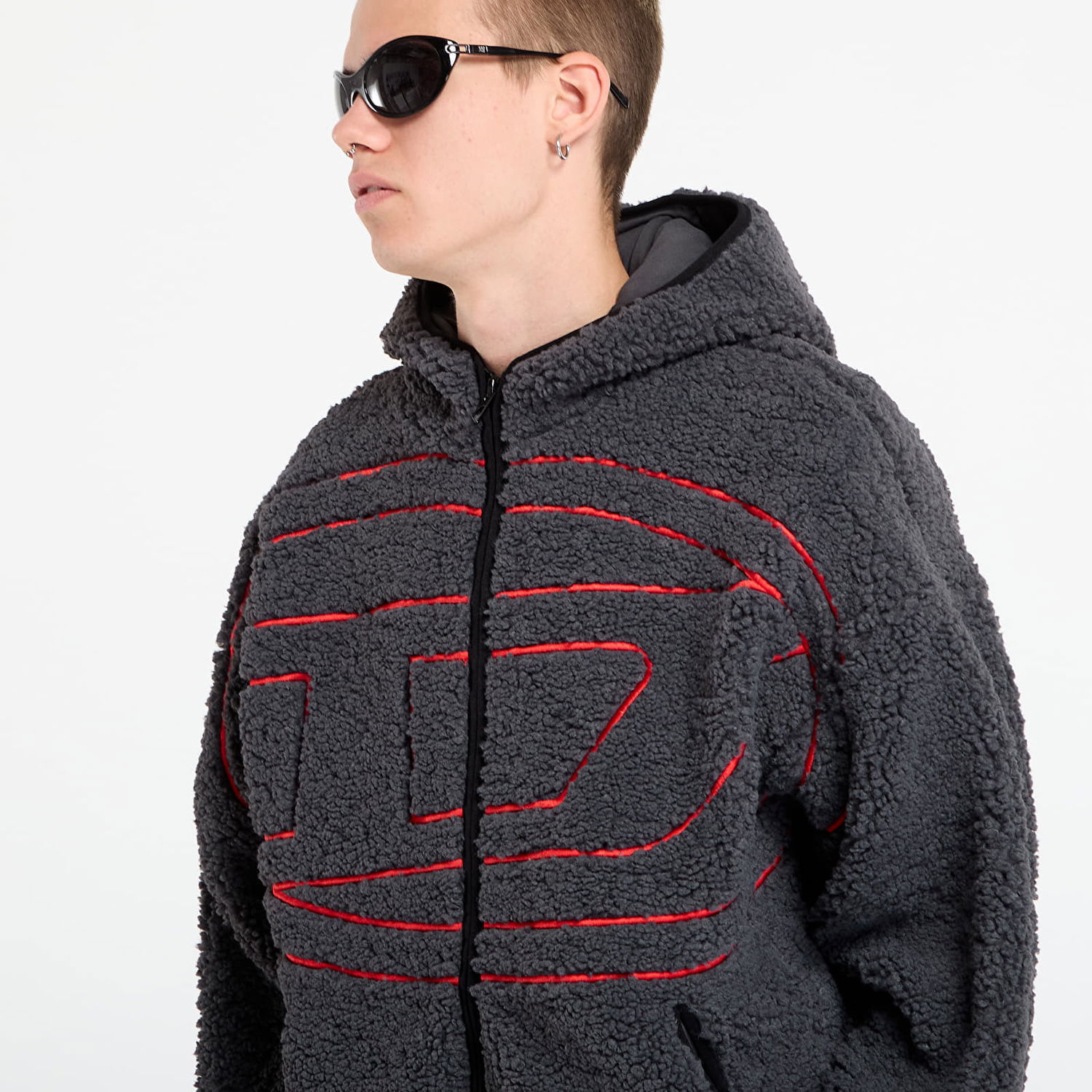 Mikina Diesel Diesel S-Zat Fleece Hoodie Šedá | A18947_0KIBT 9AW, 1