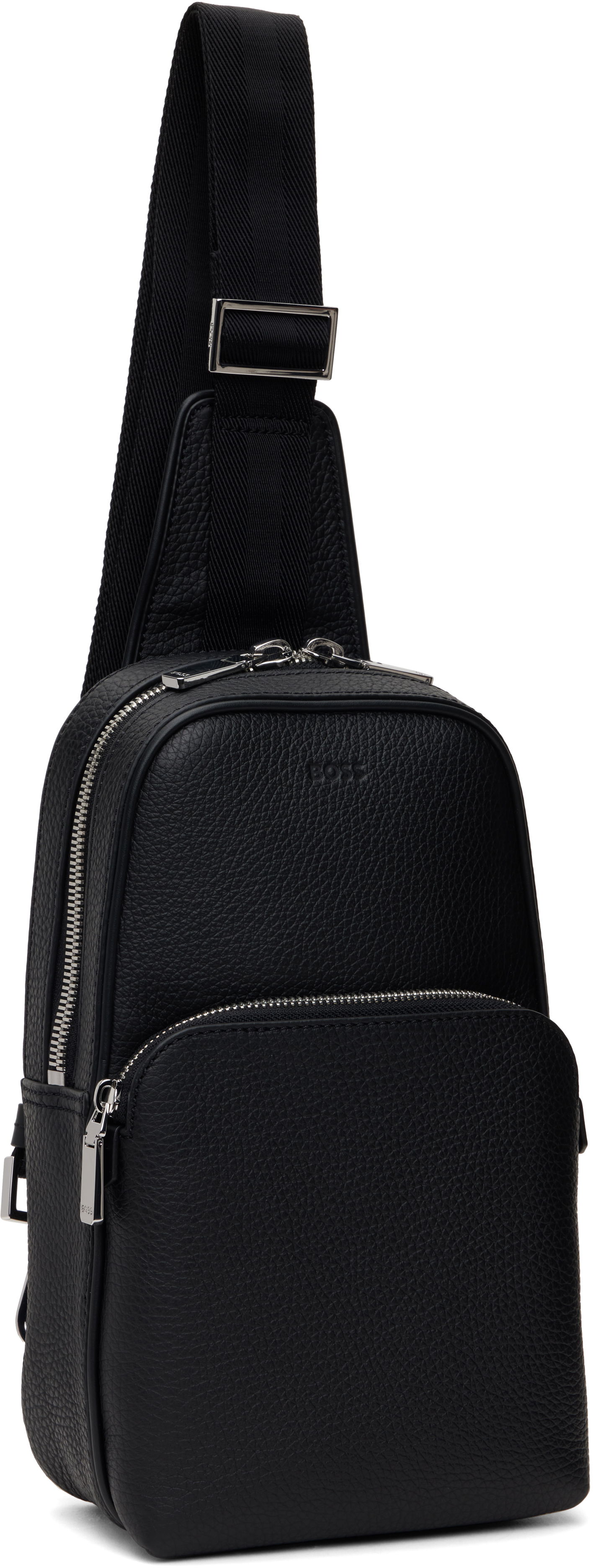 Taška cez rameno BOSS BOSS Grained Leather Sling Bag Čierna | 50536136, 1