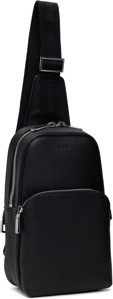 Taška cez rameno BOSS BOSS Grained Leather Sling Bag Čierna | 50536136, 1