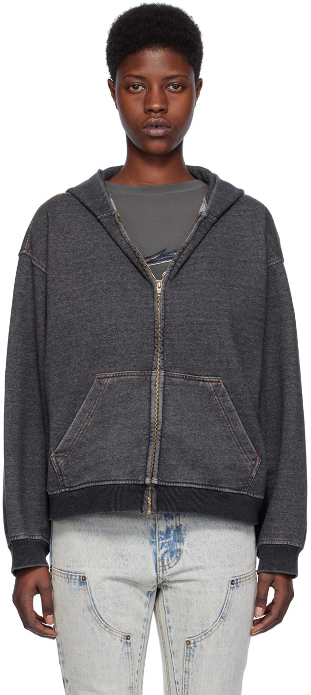 Mikina We11done Faded Zip-Up Hoodie Čierna | WD-TJ0-24-787-U-BK, 0