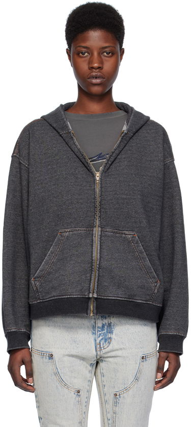 Mikina We11done Faded Zip-Up Hoodie Čierna | WD-TJ0-24-787-U-BK, 0