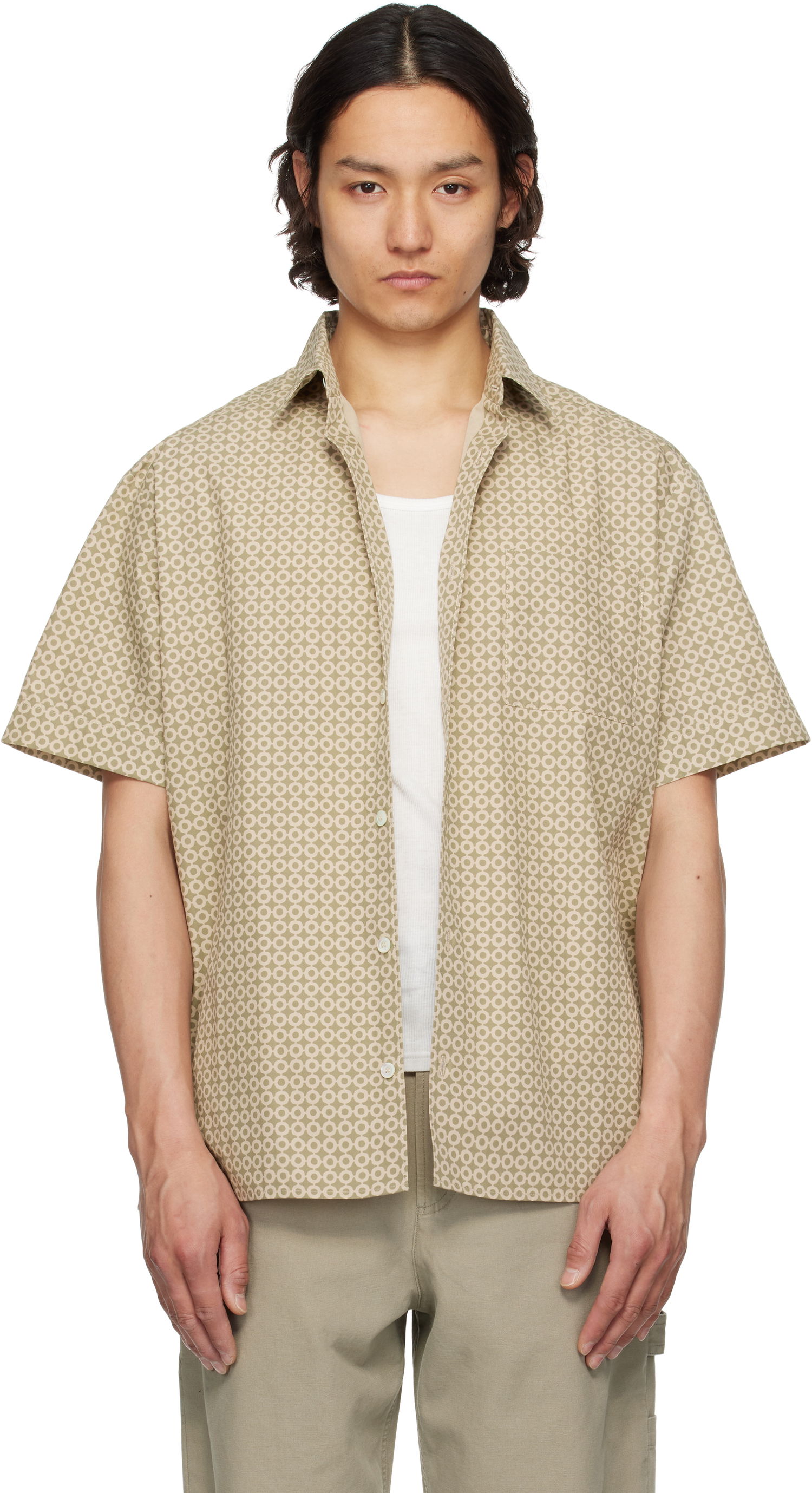 Košeľa A.P.C. A.P.C. Ross Geometric-Print Short-Sleeve Shirt Béžová | COHFY-H12541, 0