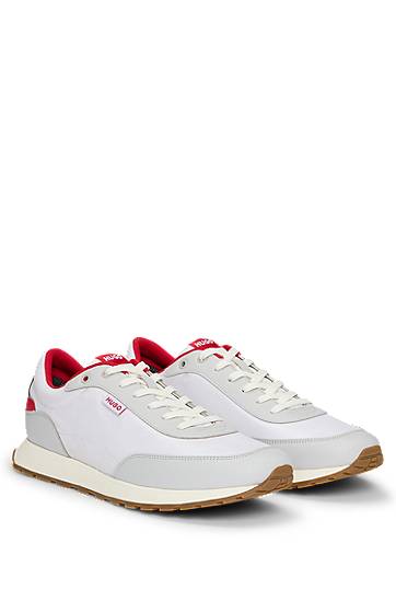 Oblečenie BOSS HUGO Mixed-Material Logo Flag Trainers Biela | 50542721, 0