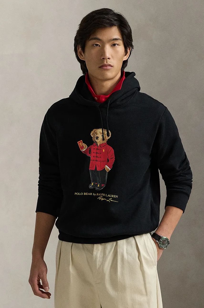Mikina Polo by Ralph Lauren Black Hoodie With Bear Print Čierna | 710962139, 0
