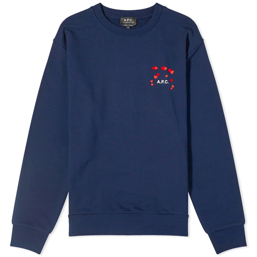 Sveter A.P.C. alentines Logo Crewneck Navy | COEIP-M27895-IAK