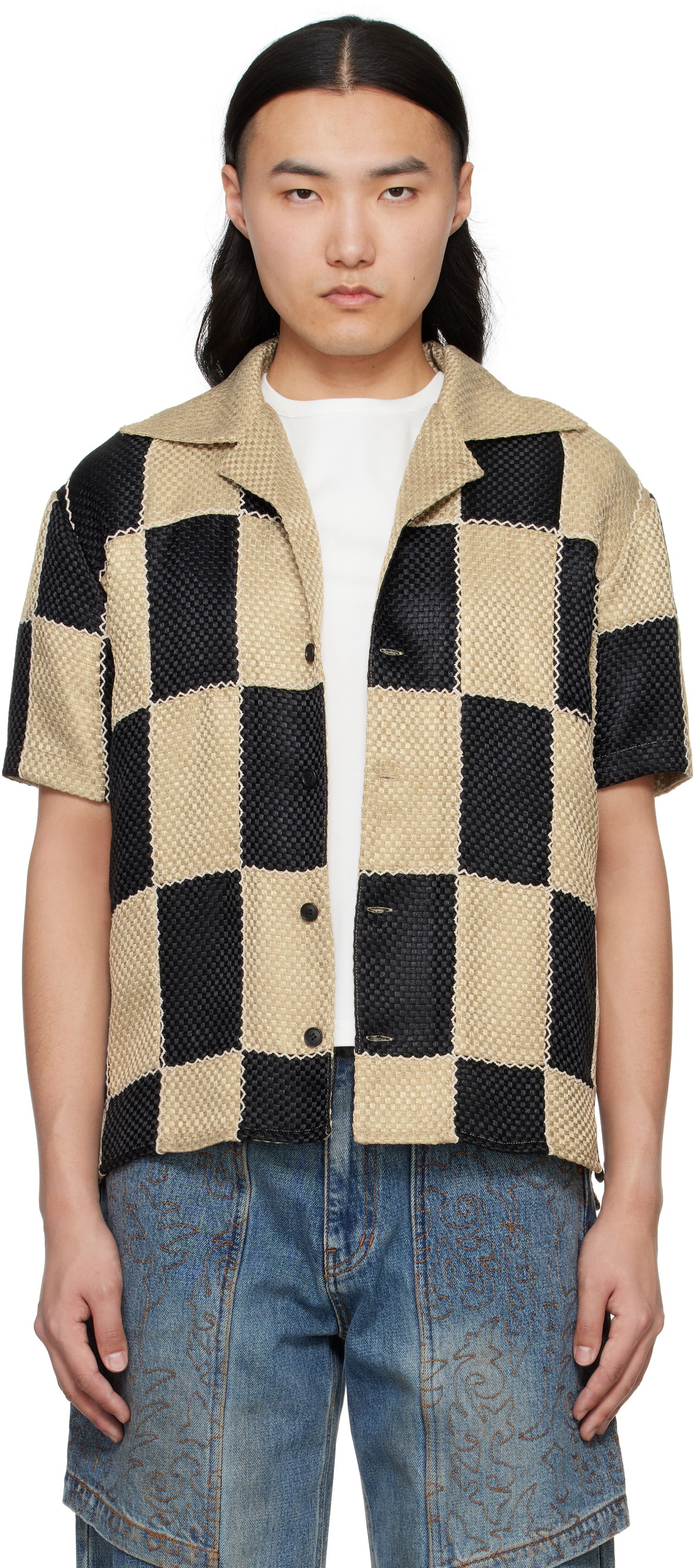 Košeľa Andersson Bell Andersson Bell Patchwork Open Collar Shirt Béžová | atb1233m, 0