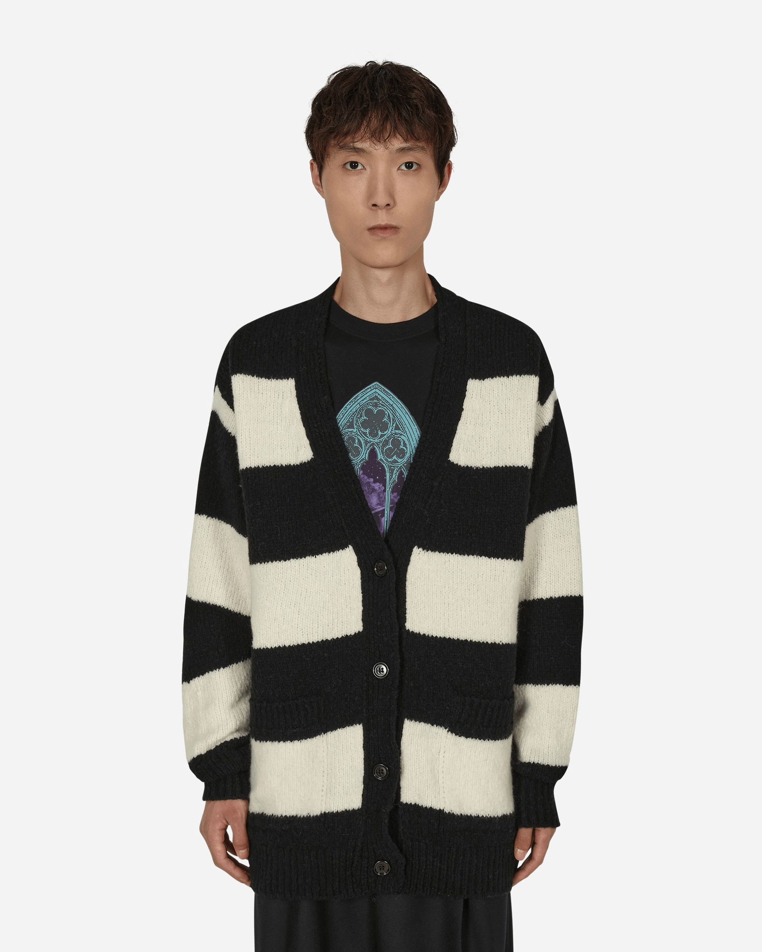 Sveter Dries Van Noten Naffs Striped Cardigan Čierna | 222-021210-5706-900, 1