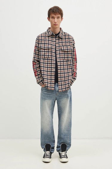 Košeľa BILLIONAIRE BOYS CLUB Men's Regular Fit Embroidered Checked Shirt Modrá | B24429, 4