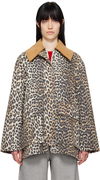 Ganni Leopard Print Canvas Midi Jacket