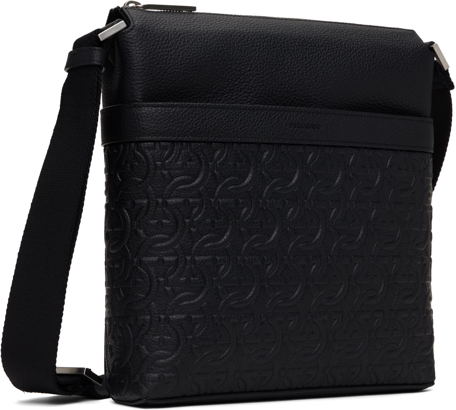 Taška cez rameno FERRAGAMO Ferragamo Embossed Gancini Crossbody Bag Čierna | 769480, 1