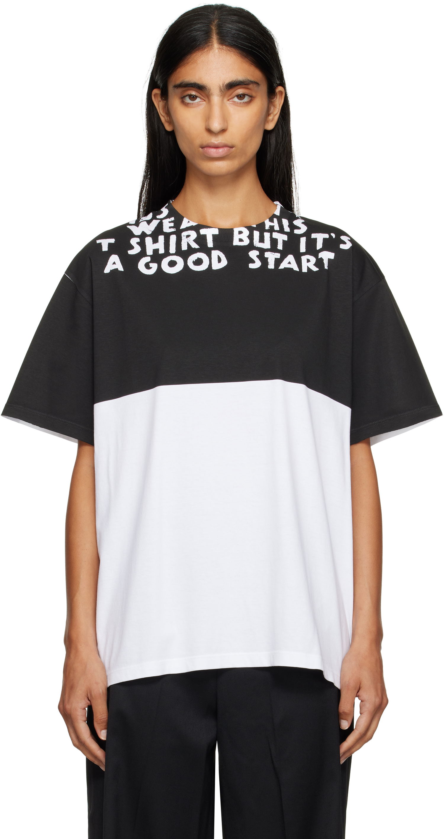 Tričko Maison Margiela MM6 Maison Margiela Two-Tone T-Shirt Čierna | SH2GC0033 M20048, 0