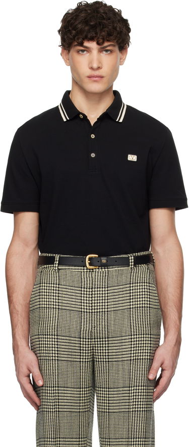 Polo tričko Valentino Cotton Piqué Polo with Patch Čierna | 6V3MH01KAQK, 0