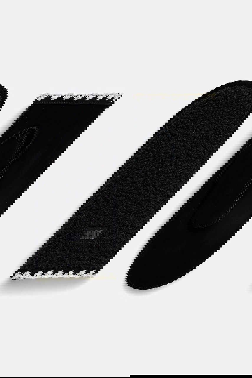 Rukavice UGG Shearling and Suede Mittens with Scalloped Trim Čierna | 101031, 0