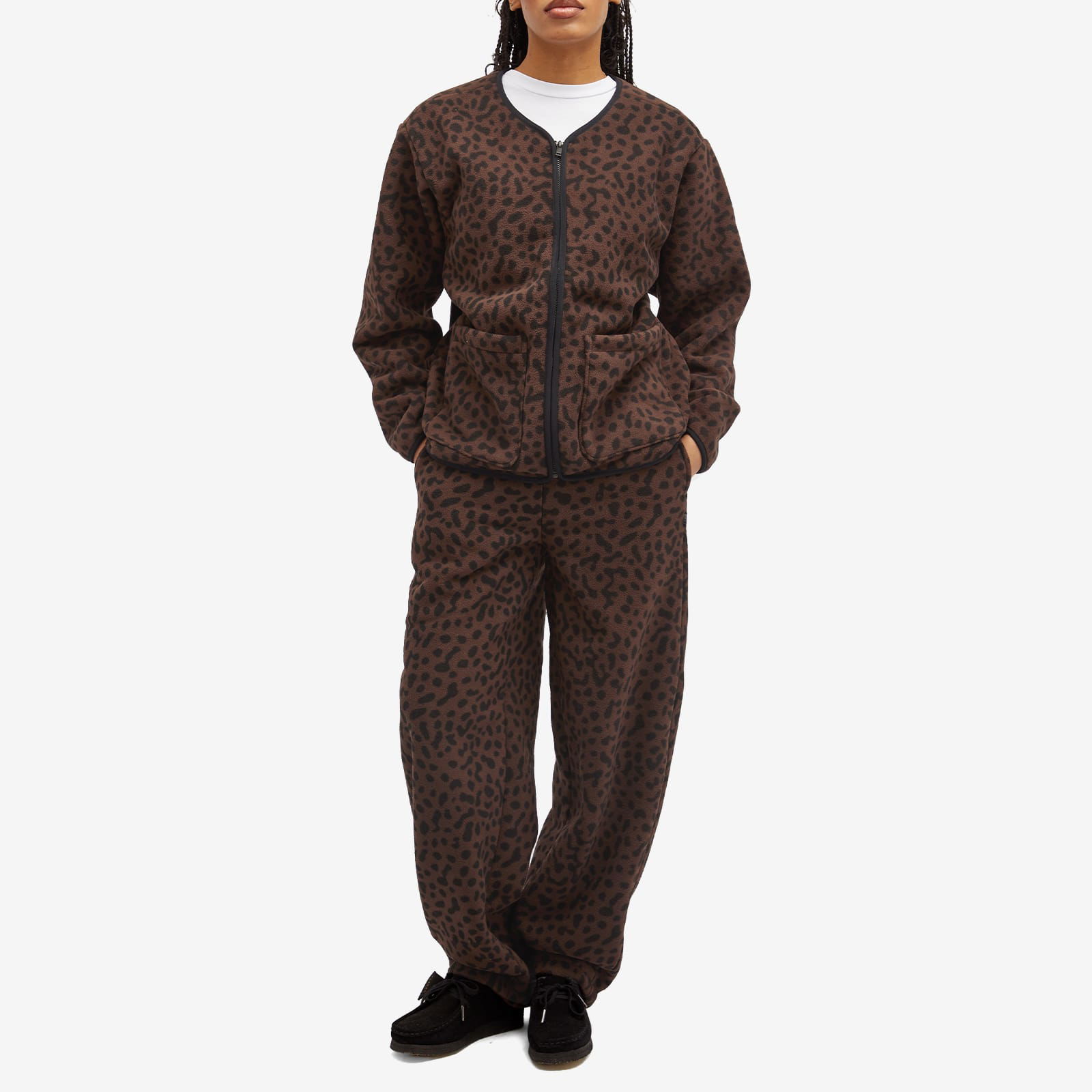 Brown Leopard Print Fleece Liner Jacket
