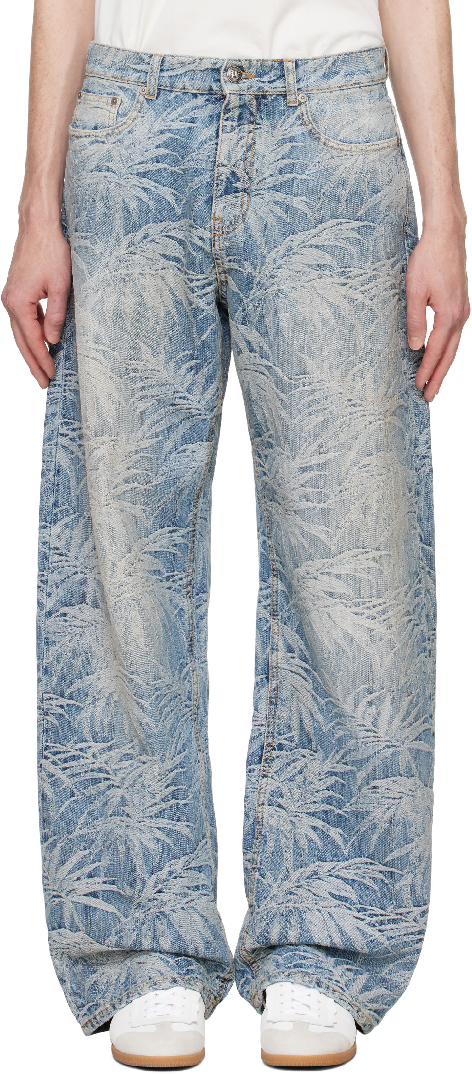 Džínsy Palm Angels Palms Wash Loose Fit Jeans Modrá | PMYA041F24DEN0034903, 0