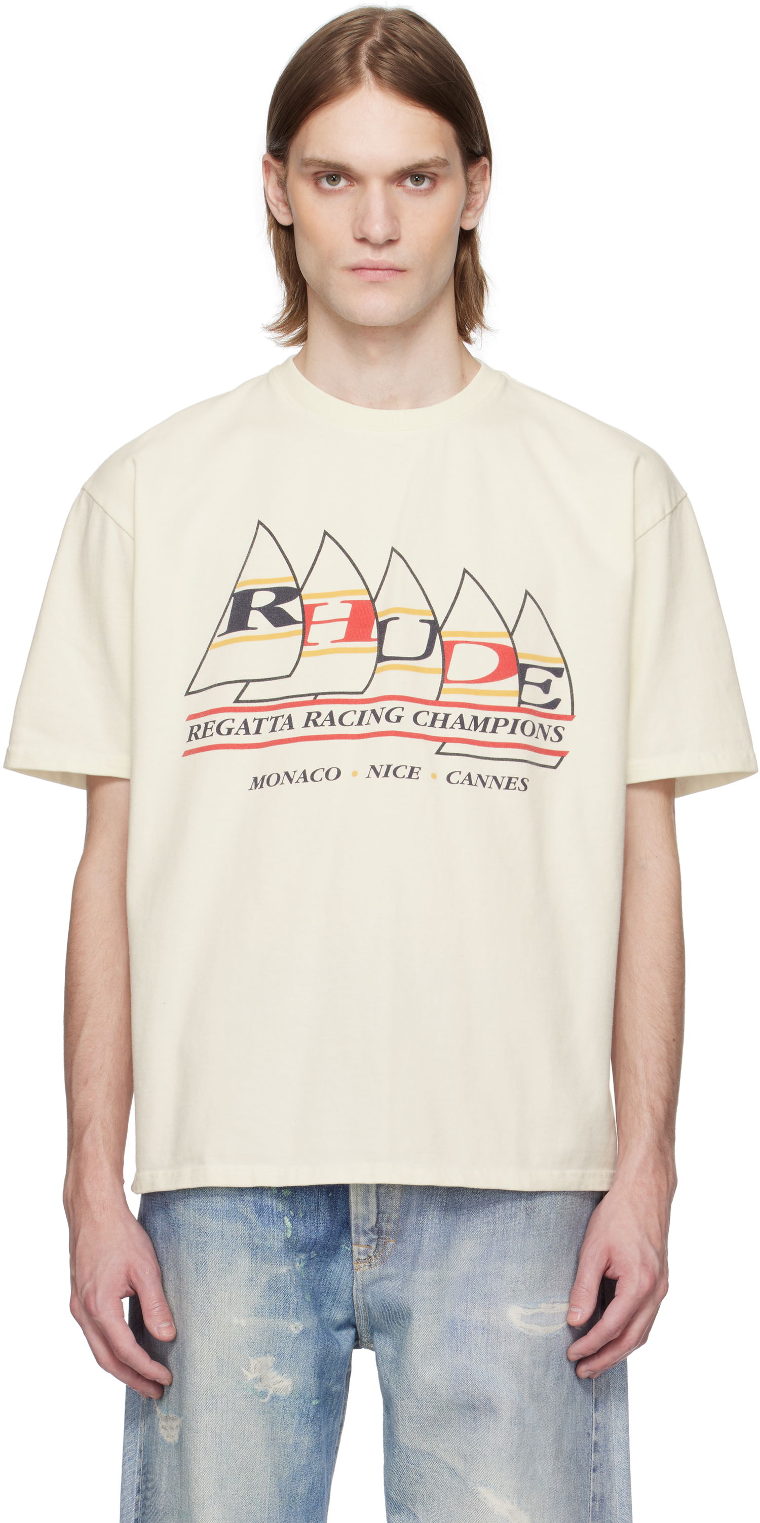 Tričko Rhude Rhude Regatta Champions Graphic T-Shirt Béžová | RHSS25TT04012, 0