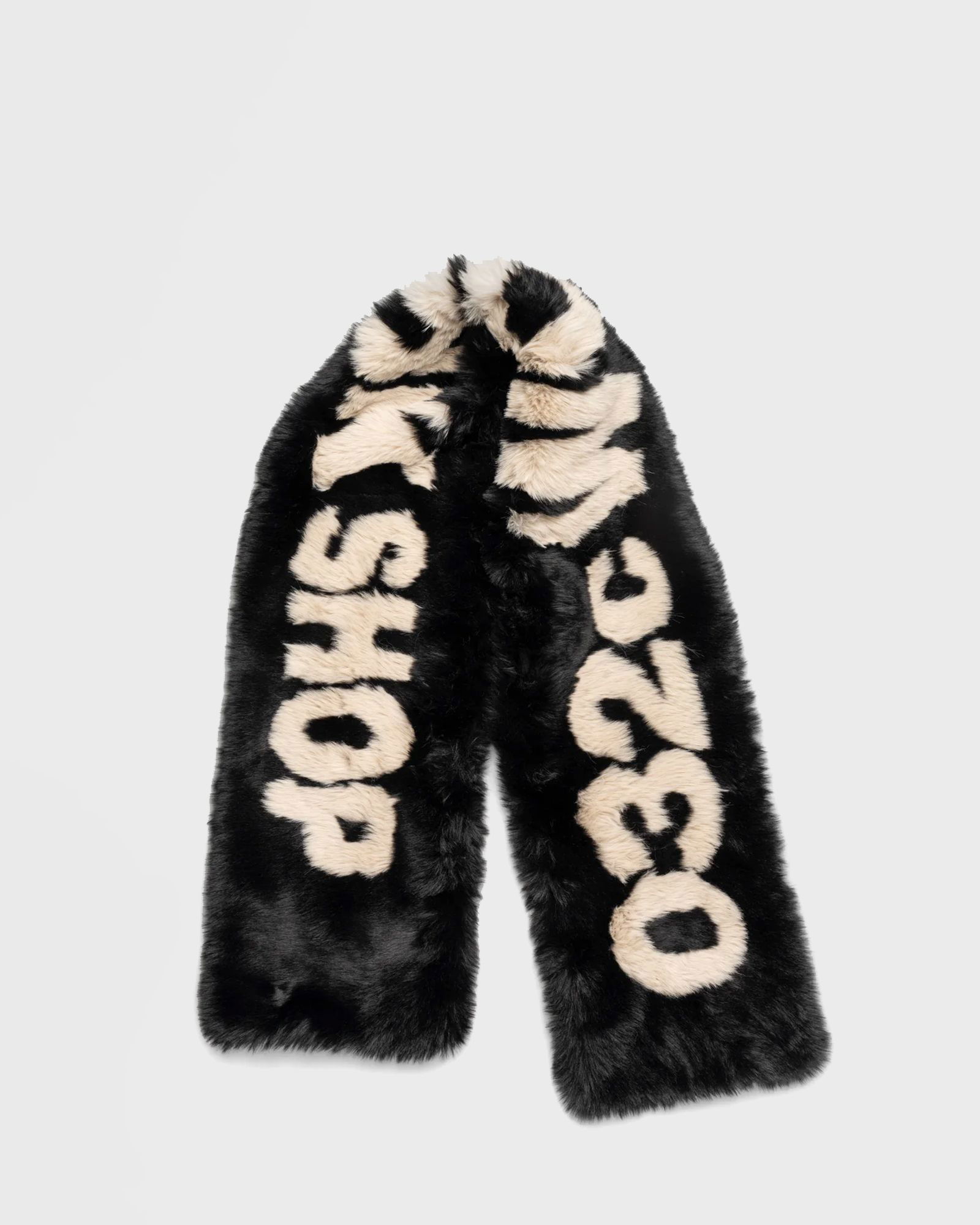 Faux Fur Scarf With Lettering