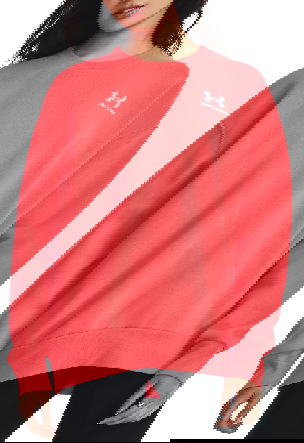 Mikina Under Armour UA Essential Fleece Oversized Crew Červená | 1379475-690, 0