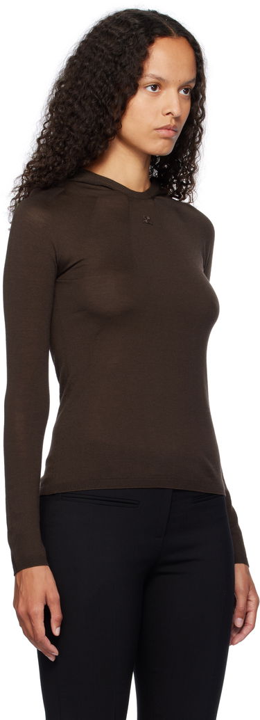 Mikina Courrèges Light Knit Hoodie Hnedá | 424MPU200FI0060, 1
