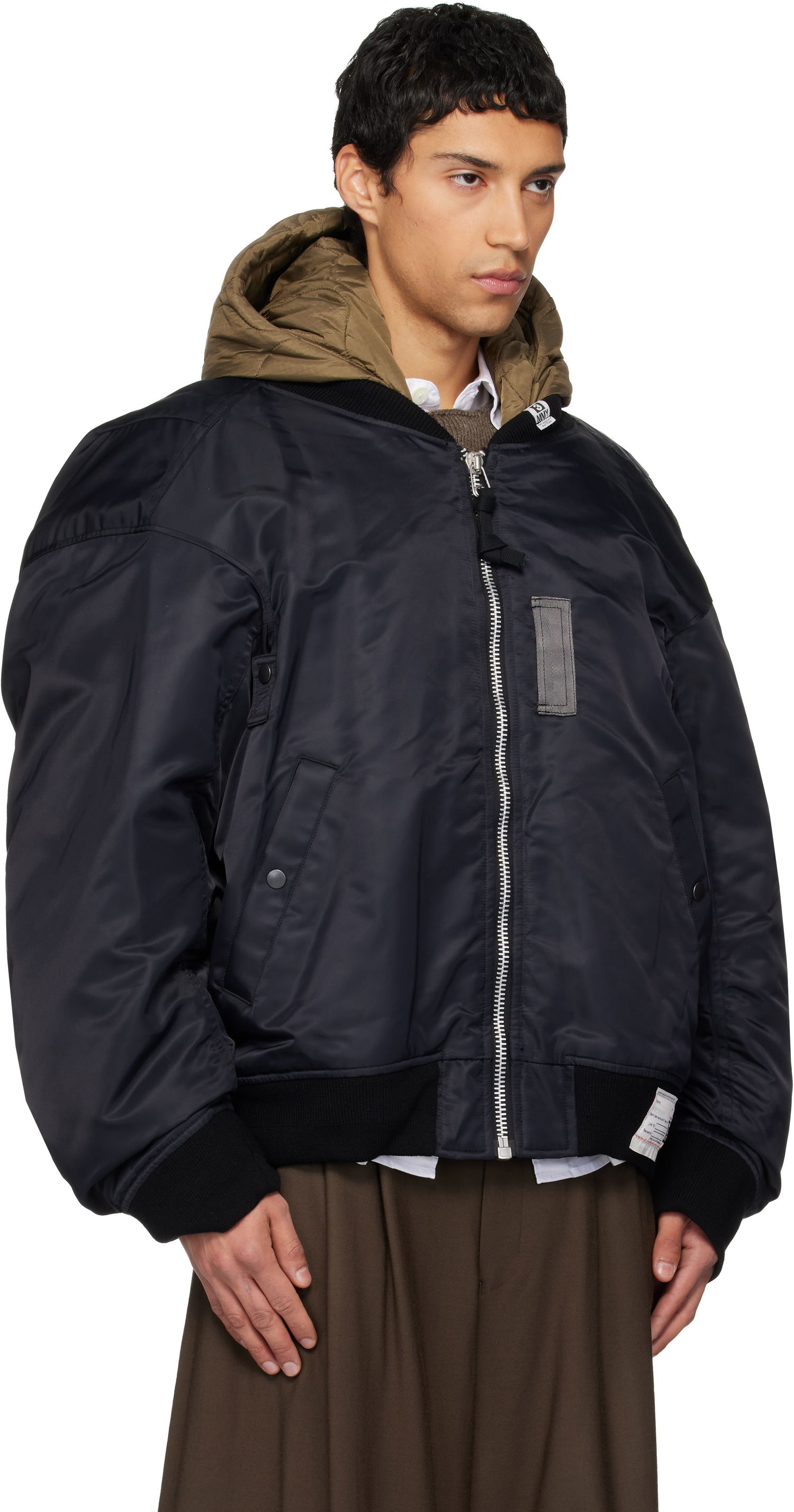 Bomber bunda Maison MIHARA YASUHIRO Maison MIHARA YASUHIRO Extended Placket Hood Flight Jacket Čierna | A15BL062, 1