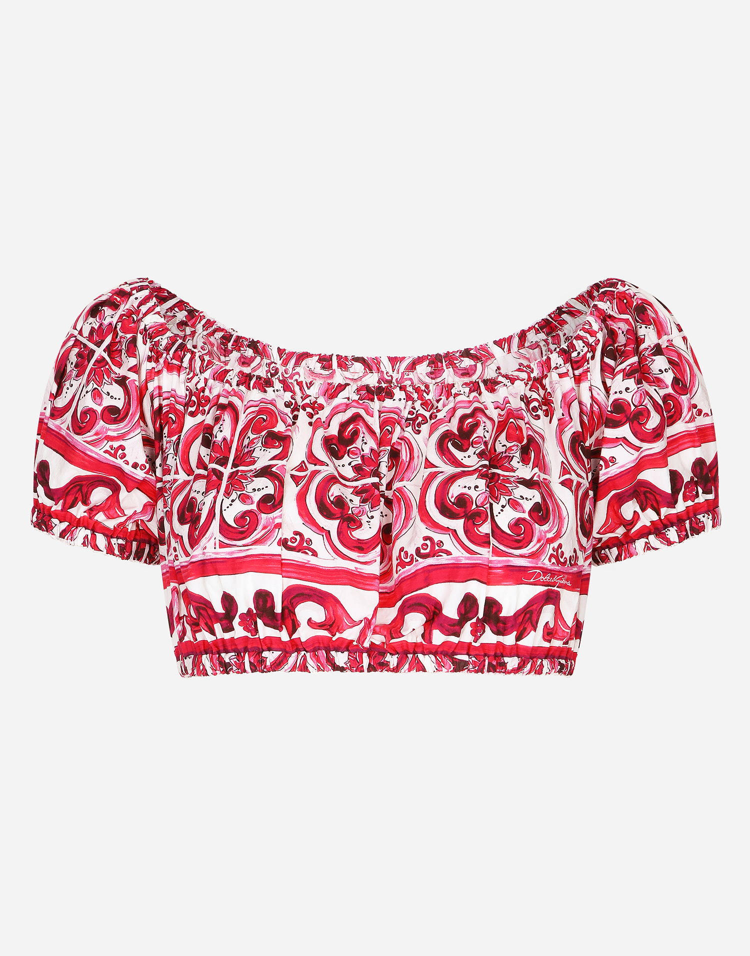 Crop Top Dolce & Gabbana Majolica-print Poplin Crop Top Ružová | F755RTHH5BAHE3TN, 0