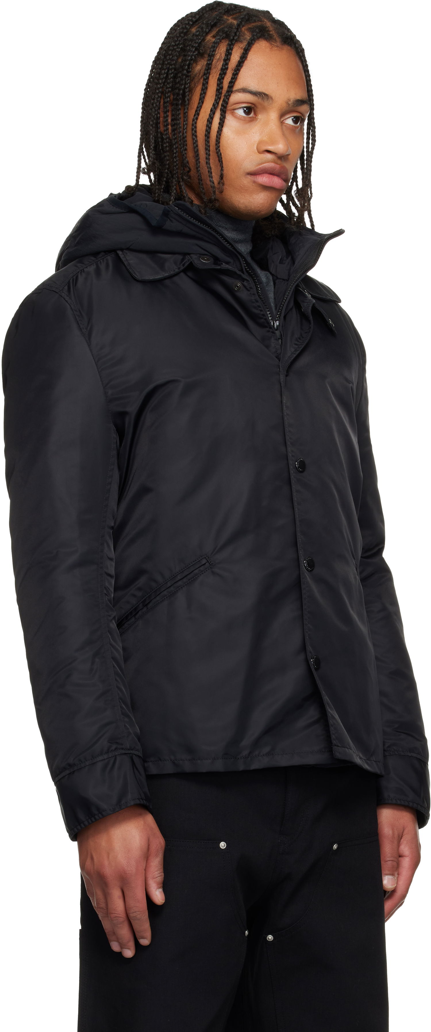 Prešívaná bunda Junya Watanabe Junya Watanabe C.P. Company Edition Button-Front Hooded Down Jacket Čierna | WP-J915-100, 1