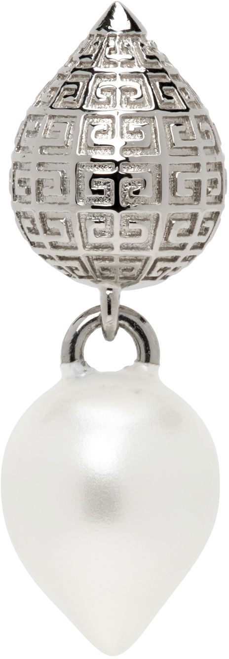 Náušnice Givenchy Silver & White G Stud Single Earring Šedá | BN105WF045132, 0