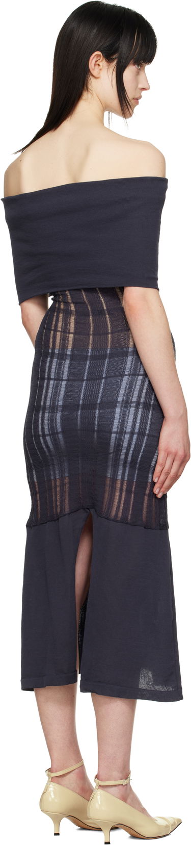 Šaty OUR LEGACY Our Legacy Off-The-Shoulder Maxi Dress Navy | W2253CWN, 2
