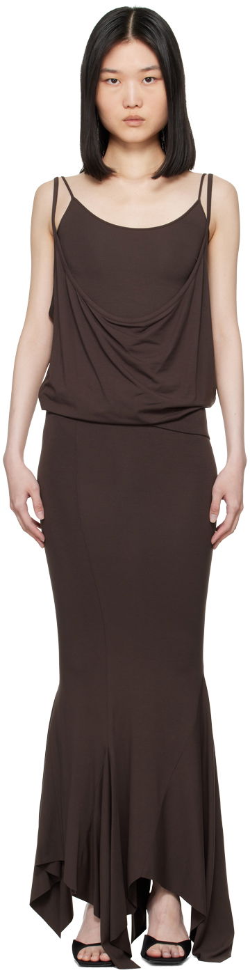 Šaty The Attico Attico Layered Midi Dress Hnedá | 247WCM121 J045, 0