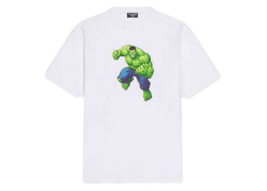 Tričko Balenciaga Hulk 2021 MARVEL Medium Fit T-shirt Biela | 612966TLV599000, 0