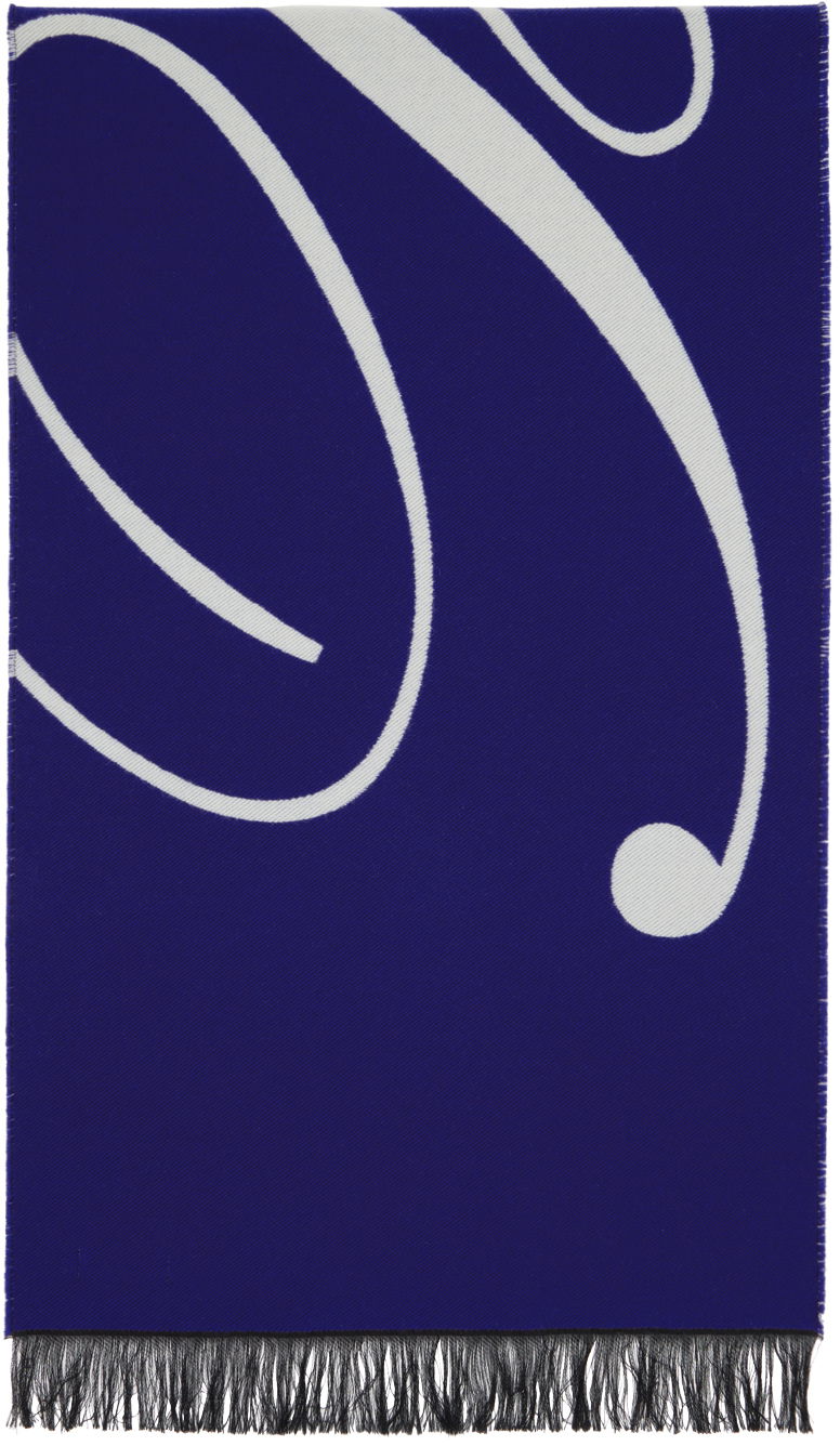 Šál Burberry Logo Wool Silk Scarf Blue / Off-White Navy | 8079174, 0