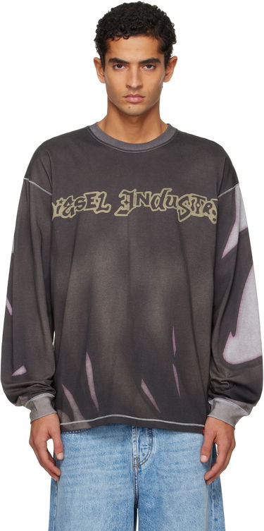 Tričko Diesel VESEL Industry Graphic Faded Long-Sleeve Crewneck T-shirt Šedá | A21854-0BKBY-98BA, 0